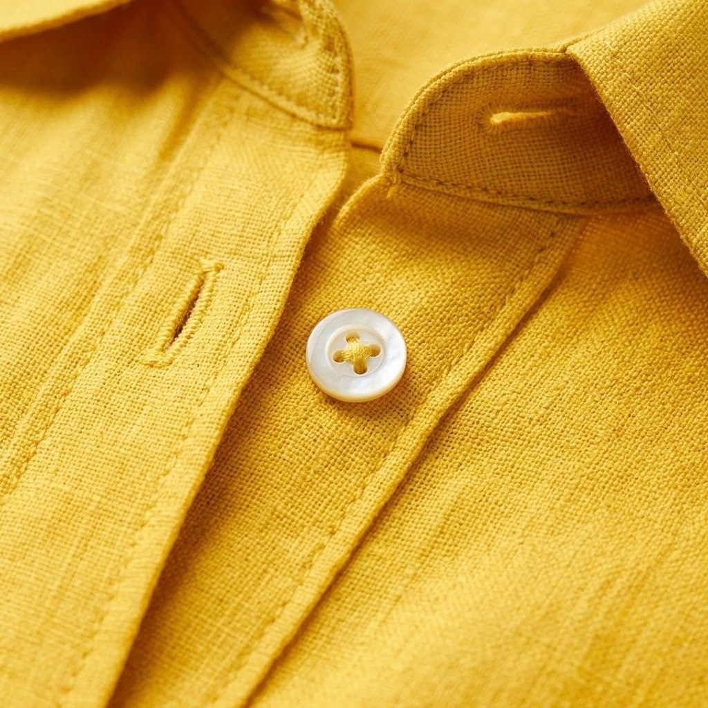 Camisa Linho Casual com Botões e Colarinho Clássico