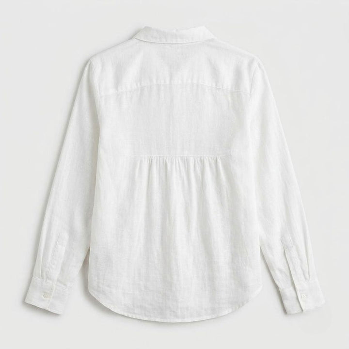 Camisa Linho Casual com Botões e Colarinho Clássico