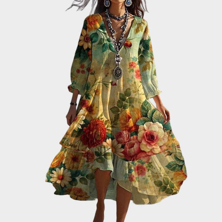 Sophie | Vestido Boho Vintage Floral Cuello en V