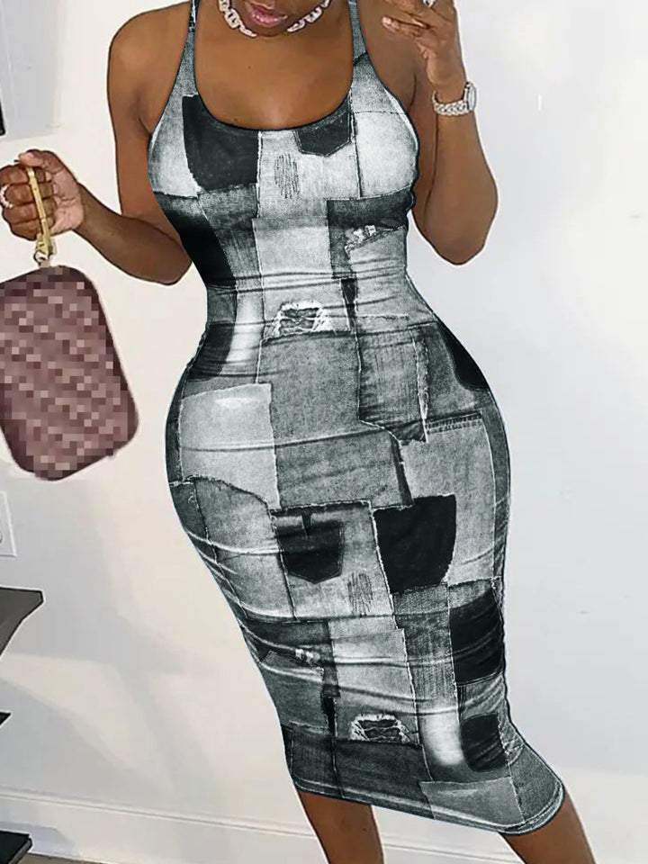 Cátia | Vestido em Grade com Corte Slim