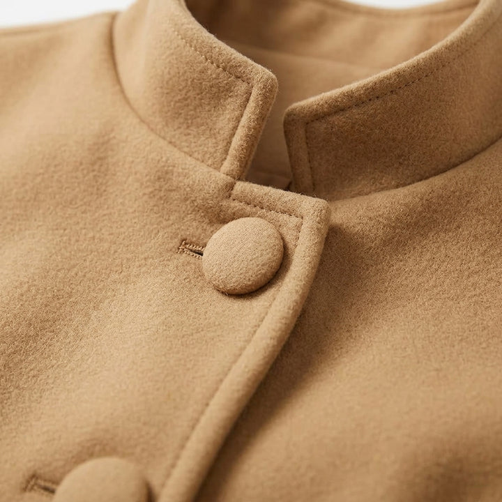 Casaco Sobretudo Feminino Corte Reto Elegante com Gola Subida