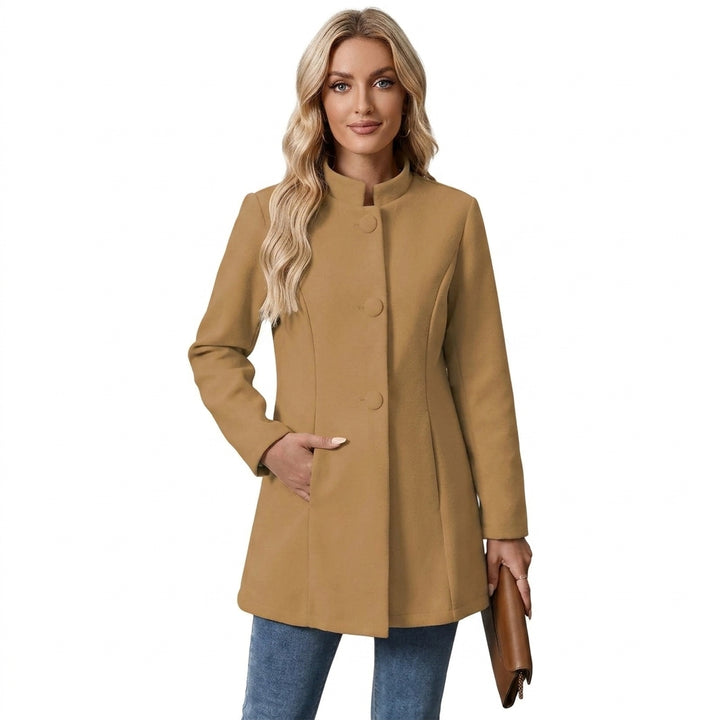Casaco Sobretudo Feminino Corte Reto Elegante com Gola Subida