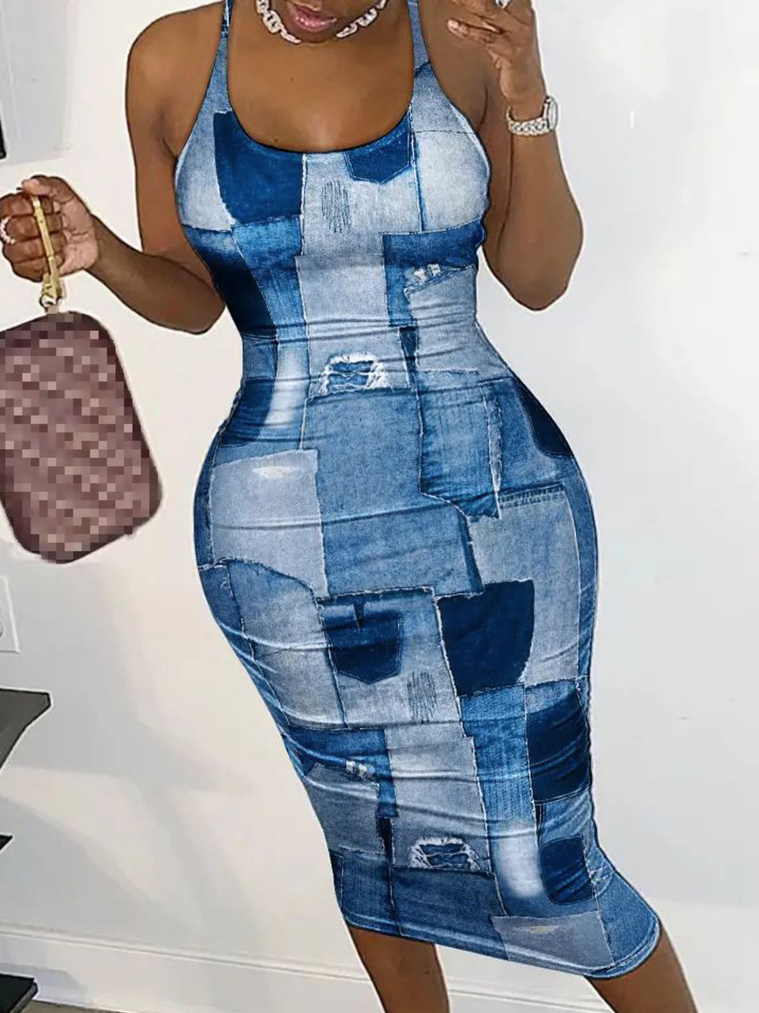 Cátia | Vestido em Grade com Corte Slim